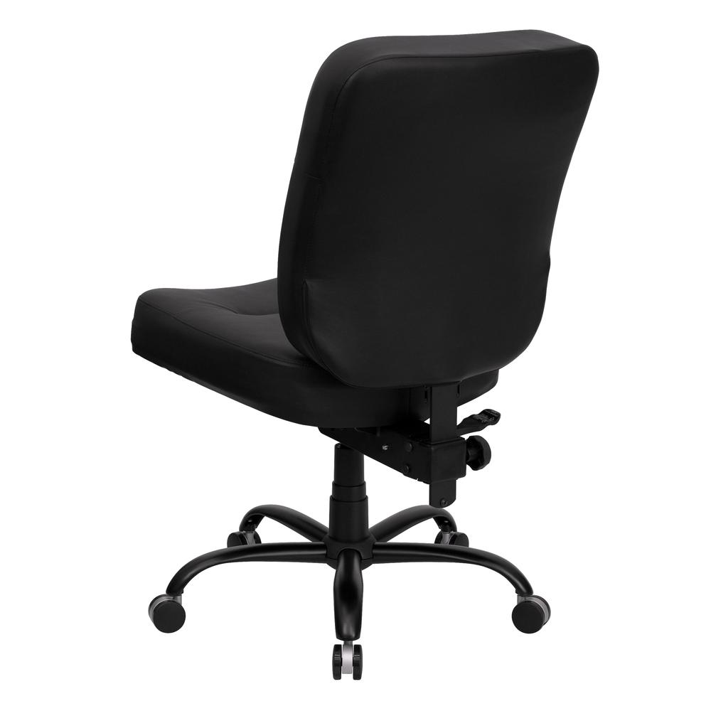 Big & Tall 400 lb. Rated High Back Black LeatherSoft Executive Swivel Ergonomic Office Chair with Rectangle Back. Picture 3