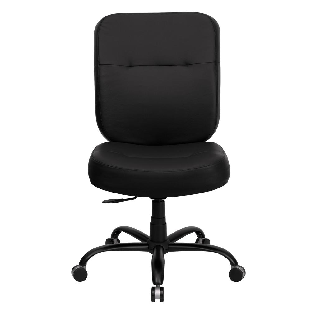 Big & Tall 400 lb. Rated High Back Black LeatherSoft Executive Swivel Ergonomic Office Chair with Rectangle Back. Picture 4