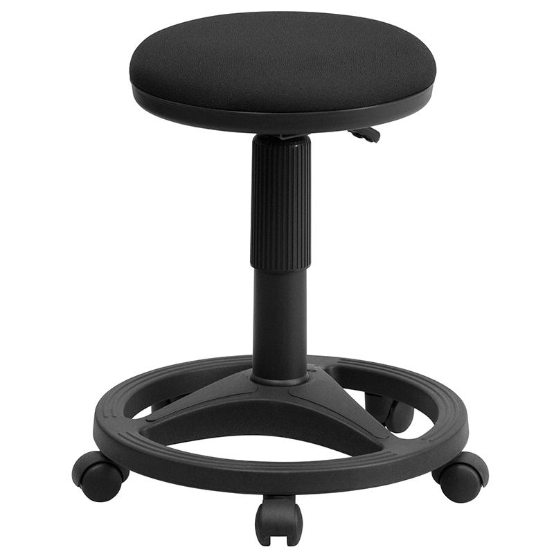 Black Ergonomic Stool with Foot Ring. Picture 2