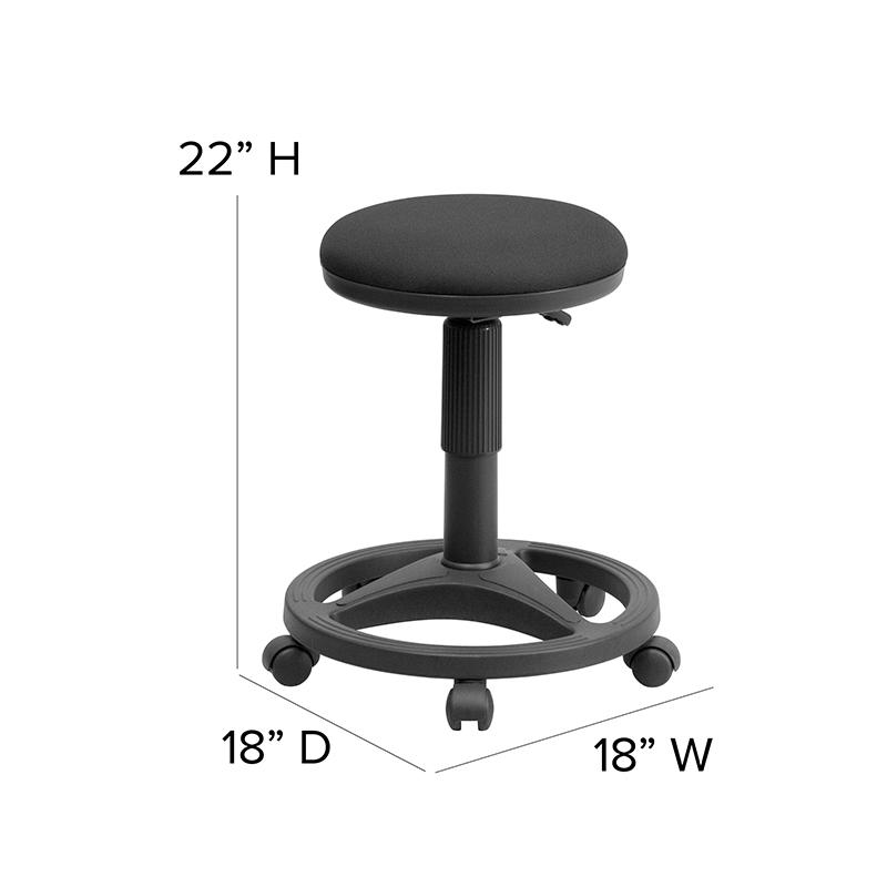 Black Ergonomic Stool with Foot Ring. Picture 6