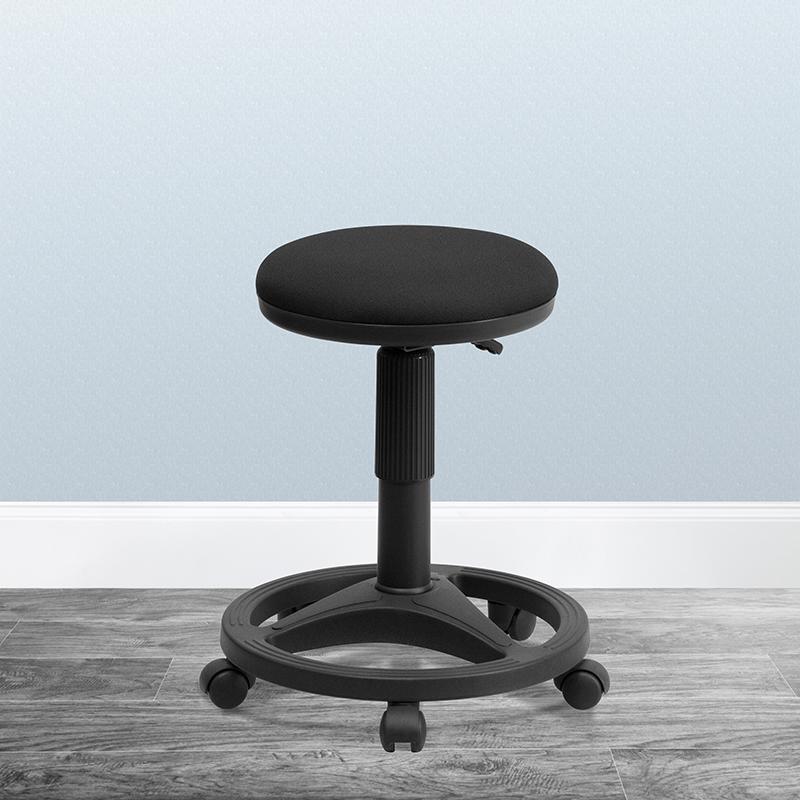 Black Ergonomic Stool with Foot Ring. Picture 1