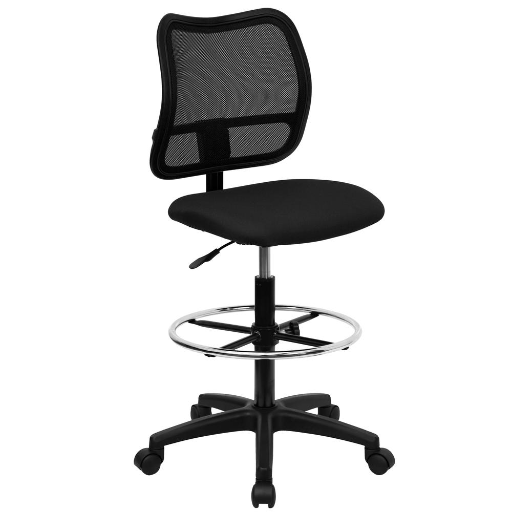 Mid-Back Black Mesh Drafting Chair. The main picture.