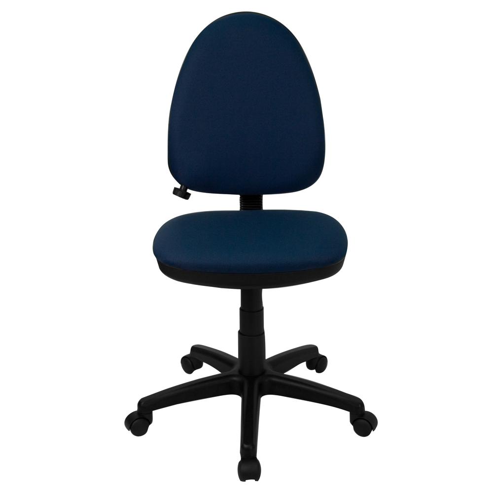 Mid-Back Navy Blue Fabric Multifunction Swivel Ergonomic Task Office Chair with Adjustable Lumbar Support. Picture 4