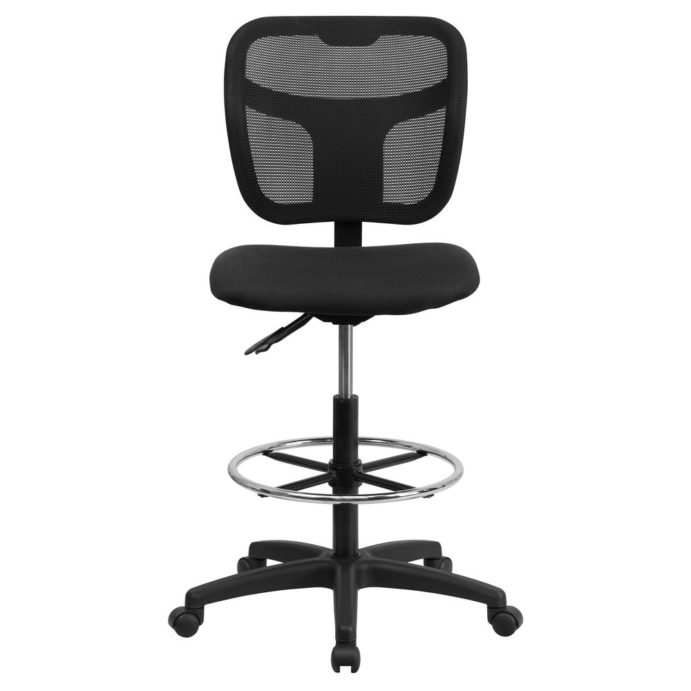 Mid-Back Black Mesh Drafting Chair with Back Height Adjustment. Picture 4