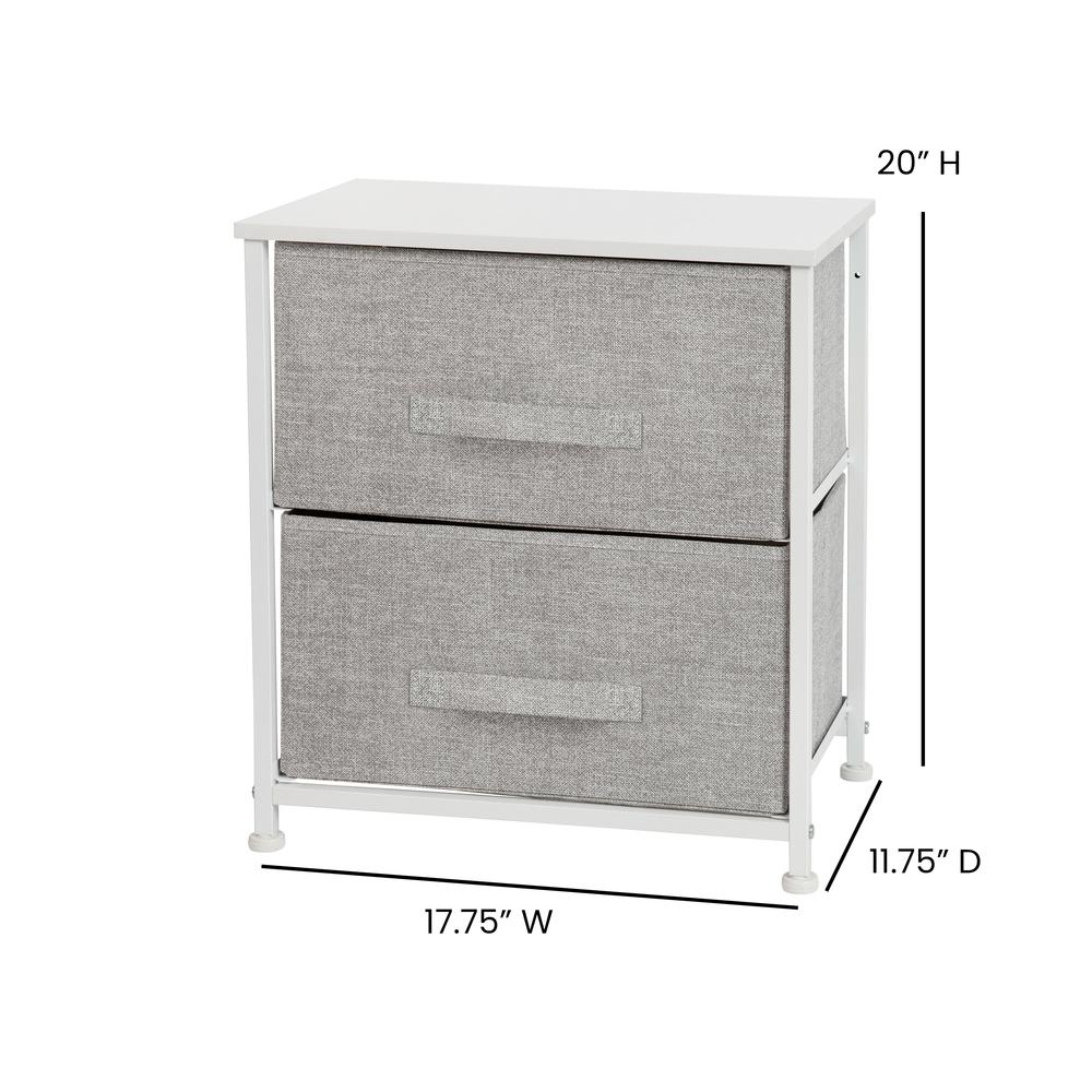 2 Drawer Wood Top White Nightstand Storage Organizer. Picture 4
