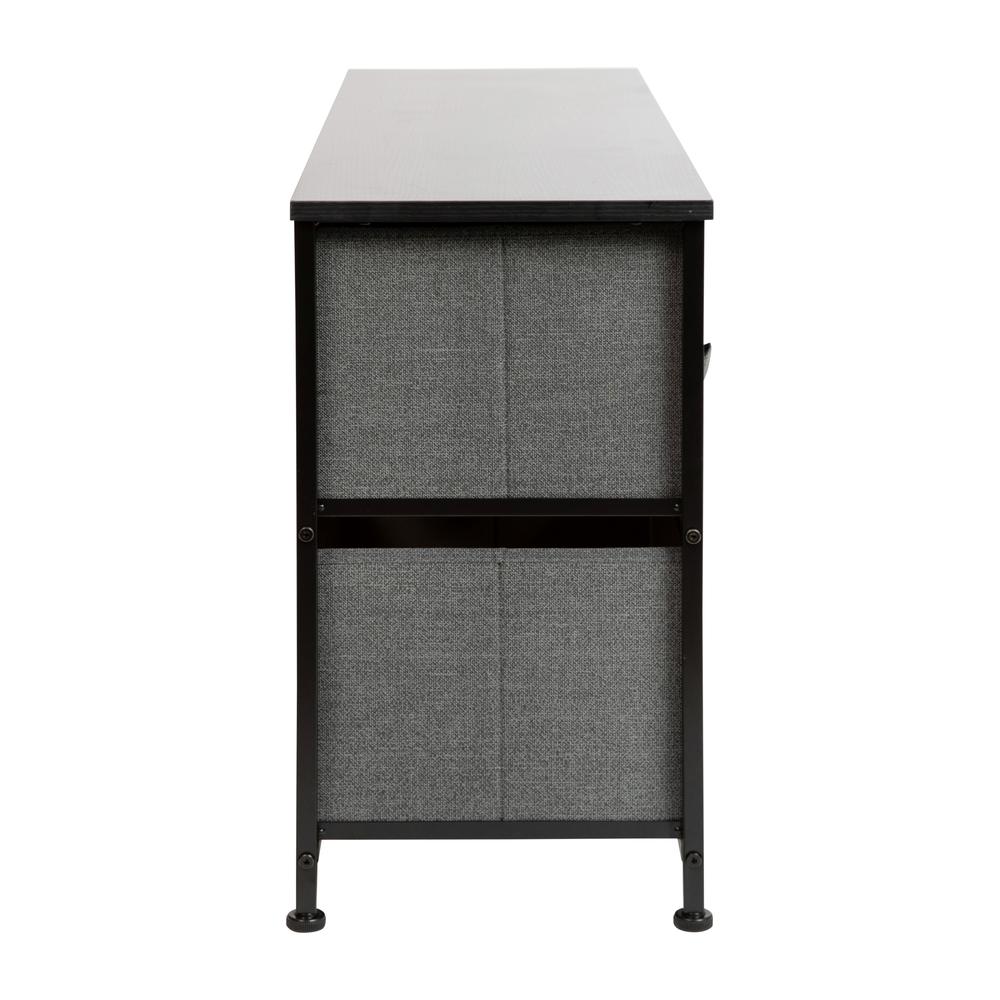 5 Drawer Wood Top BlackFrame Vertical Storage Dresser with Dark Gray Drawers. Picture 7
