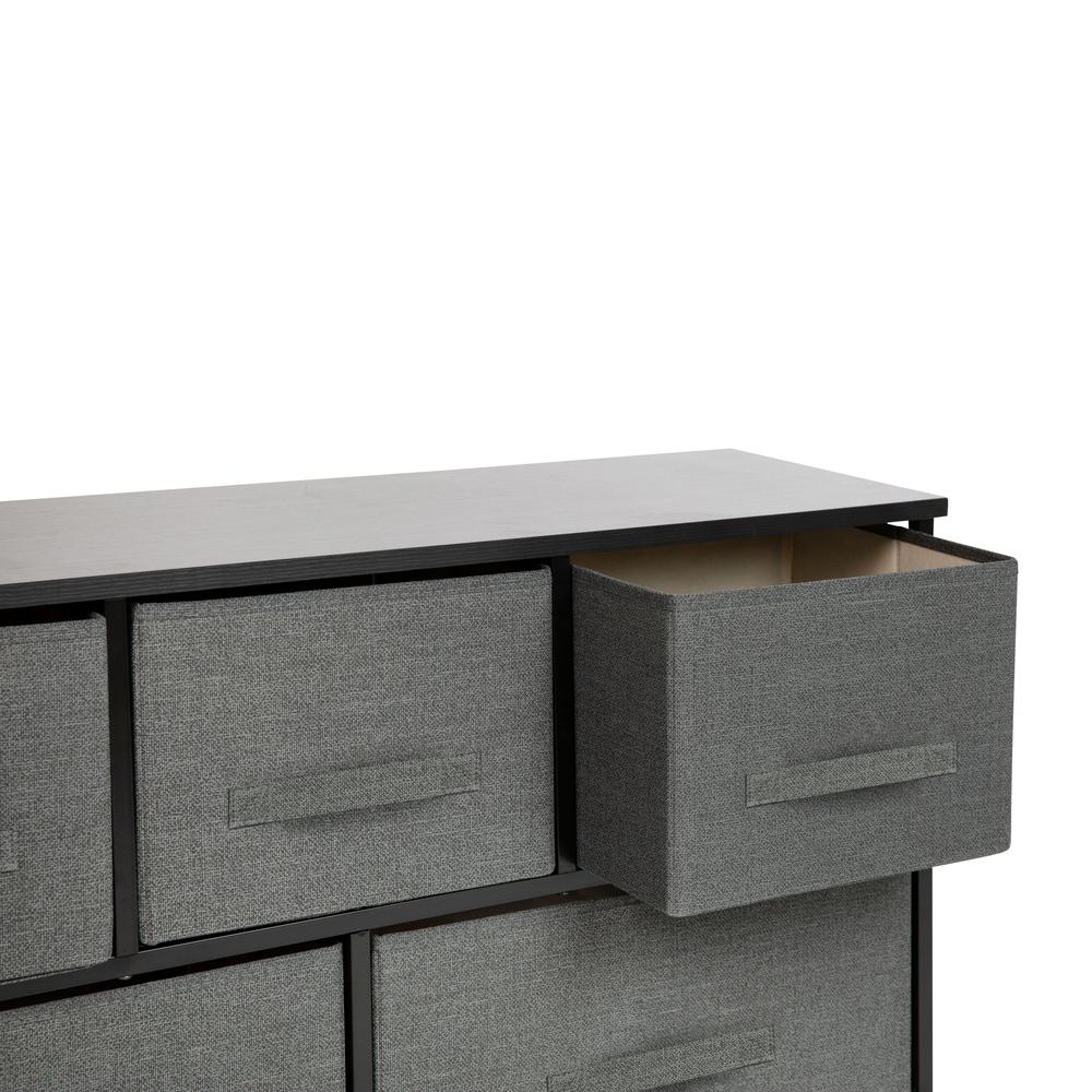 5 Drawer Wood Top BlackFrame Vertical Storage Dresser with Dark Gray Drawers. Picture 6