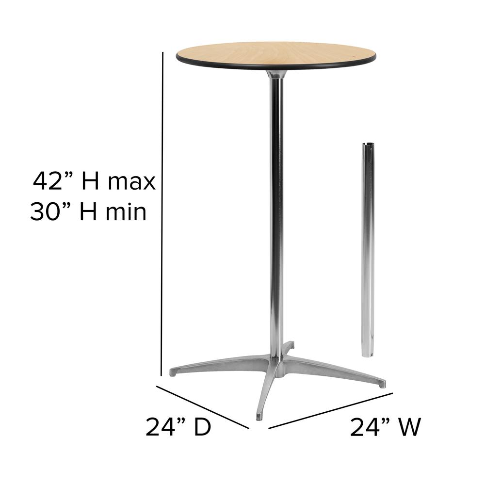 24'' Round Wood Cocktail Table with 30'' and 42'' Columns. Picture 4