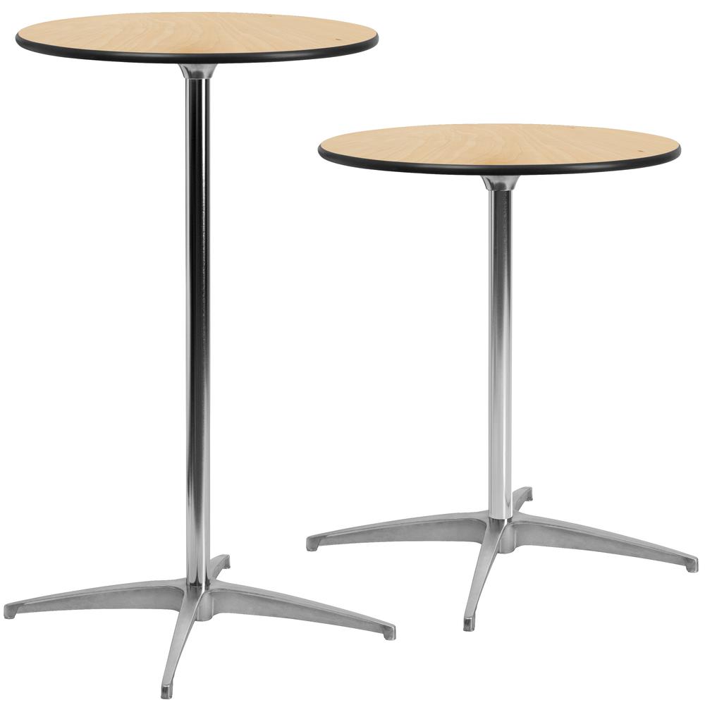 24'' Round Wood Cocktail Table with 30'' and 42'' Columns. Picture 5