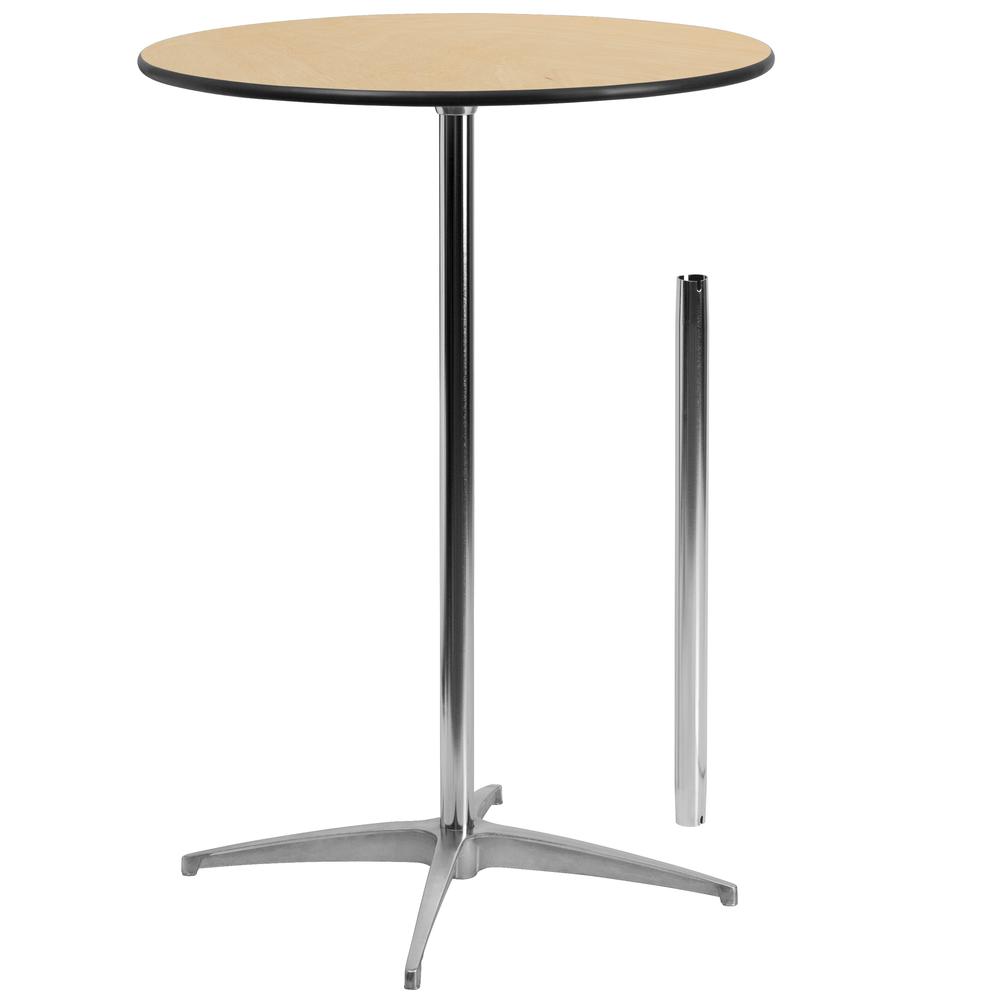 30'' Round Wood Cocktail Table with 30'' and 42'' Columns. Picture 2