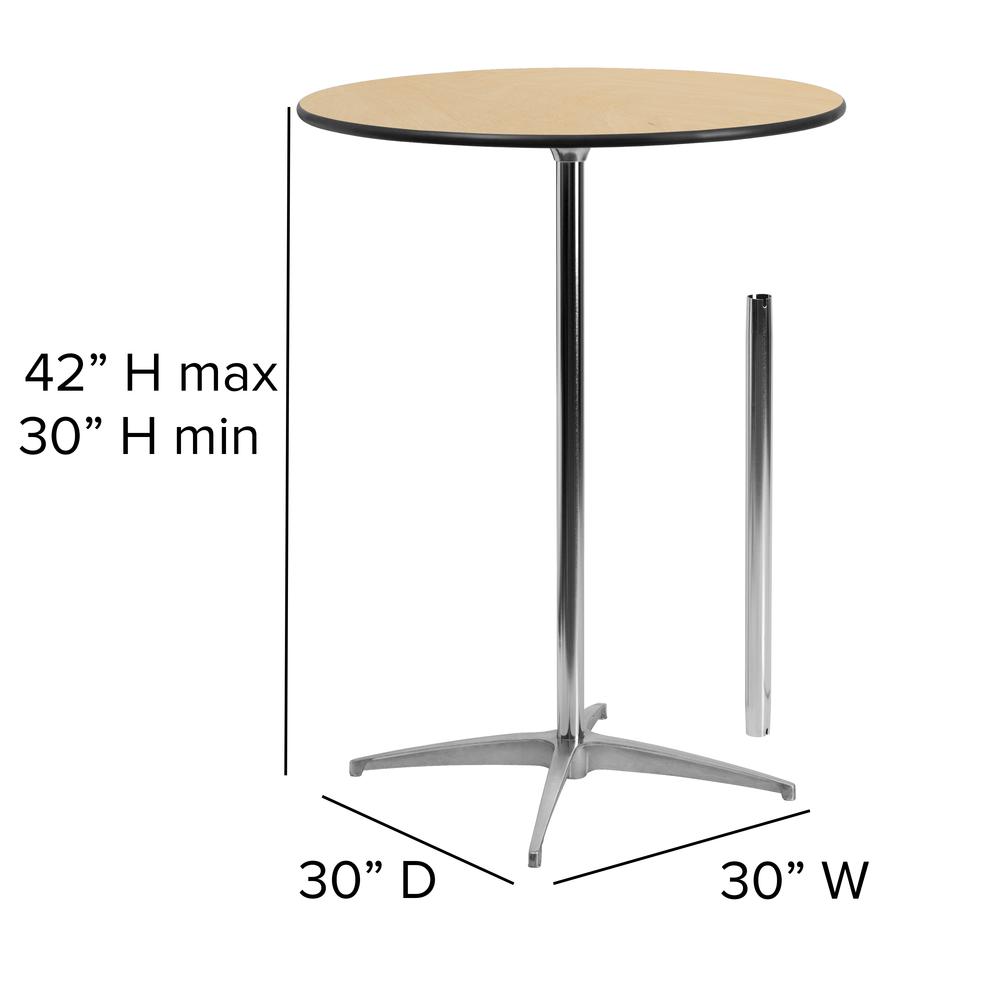 30'' Round Wood Cocktail Table with 30'' and 42'' Columns. Picture 2