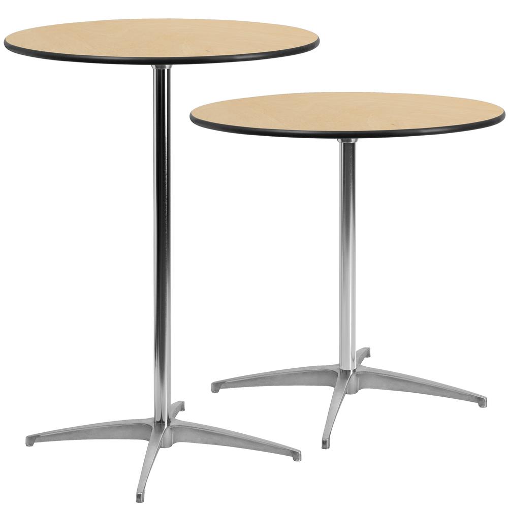 30'' Round Wood Cocktail Table with 30'' and 42'' Columns. Picture 3