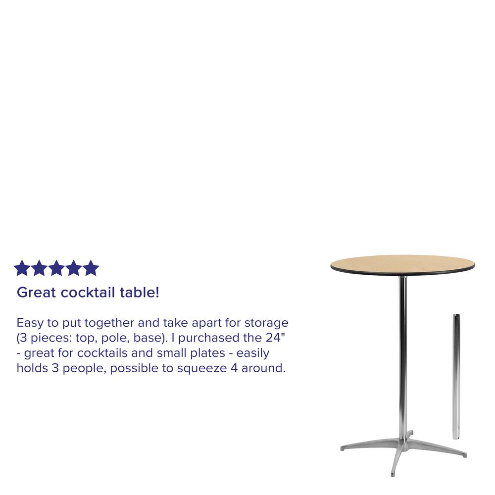 30'' Round Wood Cocktail Table with 30'' and 42'' Columns. Picture 7