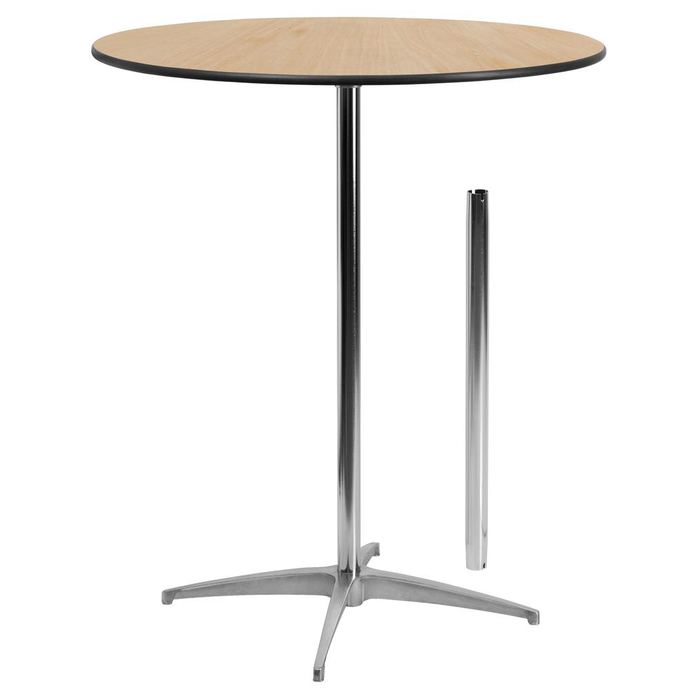 36'' Round Wood Cocktail Table with 30'' and 42'' Columns. Picture 1
