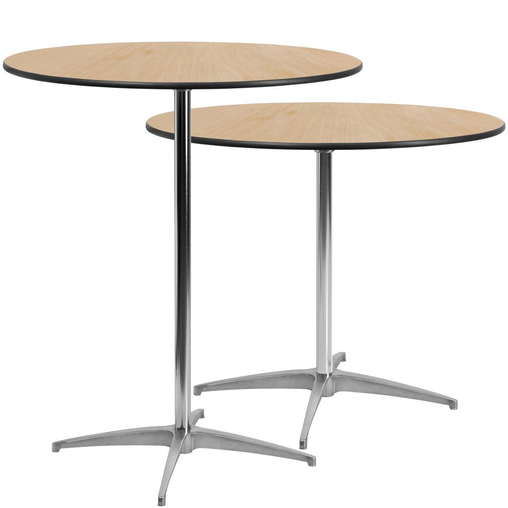 36'' Round Wood Cocktail Table with 30'' and 42'' Columns. Picture 3