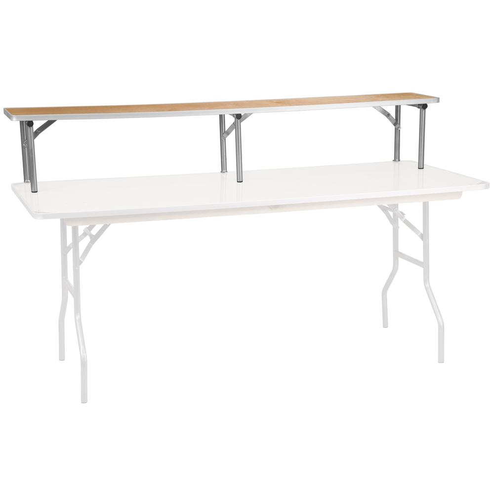 72'' x 12'' x 12'' Birchwood Bar Top Riser with Silver Legs. Picture 1