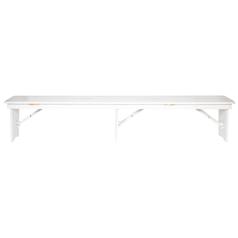 HERCULES Series 8' x 12" Antique Rustic Solid White Pine Folding Farm Bench with 3 Legs. Picture 3
