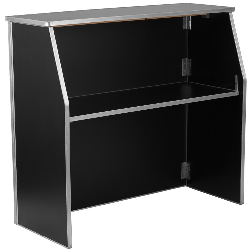 4' Black Laminate Foldable Bar - Portable Event Bar. Picture 1