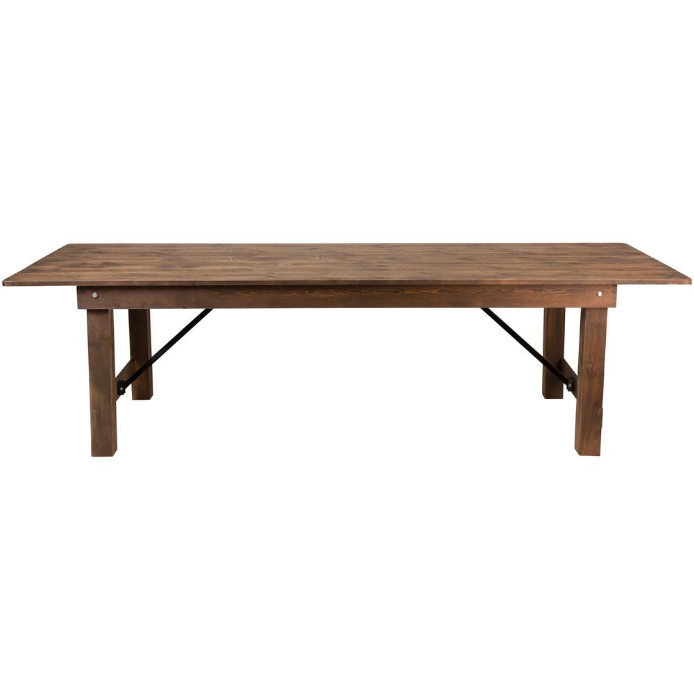 9' x 40" Rectangular Antique Rustic Solid Pine Folding Farm Table. Picture 2