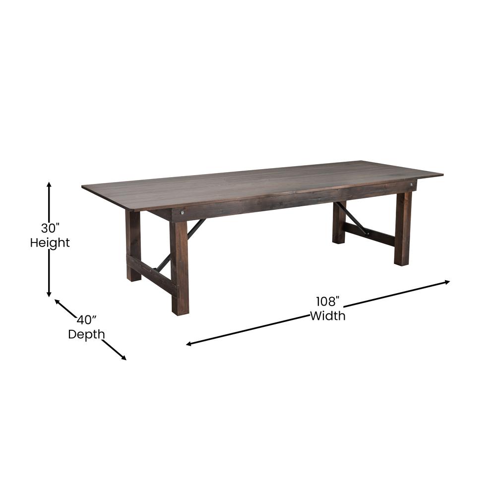 9' x 40" Farm Style Dining Table with X-Legs for Commercial and Residential Use. Picture 9
