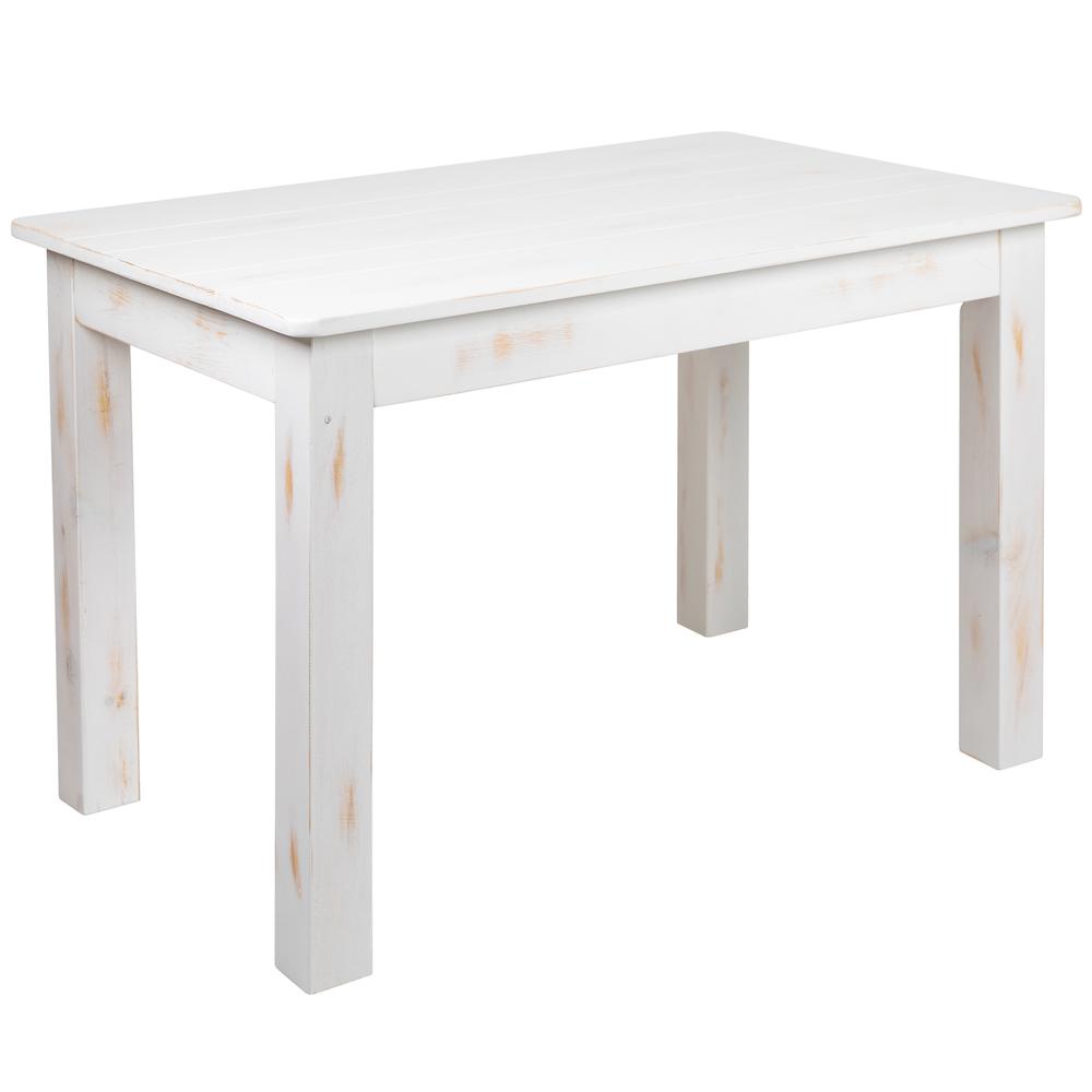 HERCULES Series 46" x 30" Rectangular Antique Rustic White Solid Pine Farm Dining Table. Picture 1