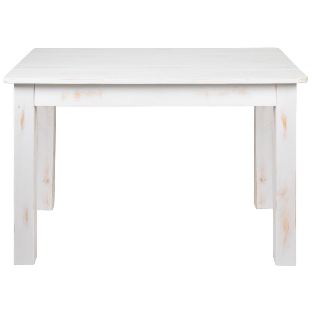 HERCULES Series 46" x 30" Rectangular Antique Rustic White Solid Pine Farm Dining Table. Picture 3