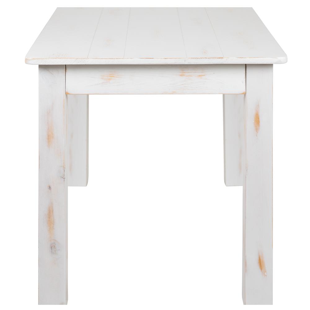 HERCULES Series 46" x 30" Rectangular Antique Rustic White Solid Pine Farm Dining Table. Picture 4