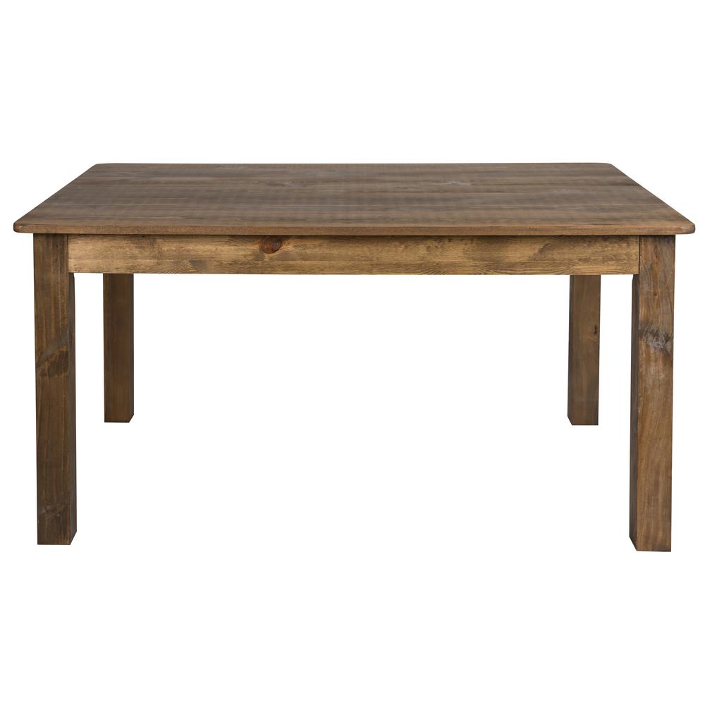 60" x 38" Rectangular Antique Rustic Solid Pine Farm Dining Table. Picture 3