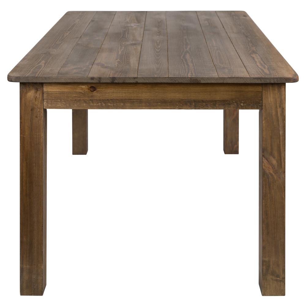 60" x 38" Rectangular Antique Rustic Solid Pine Farm Dining Table. Picture 4