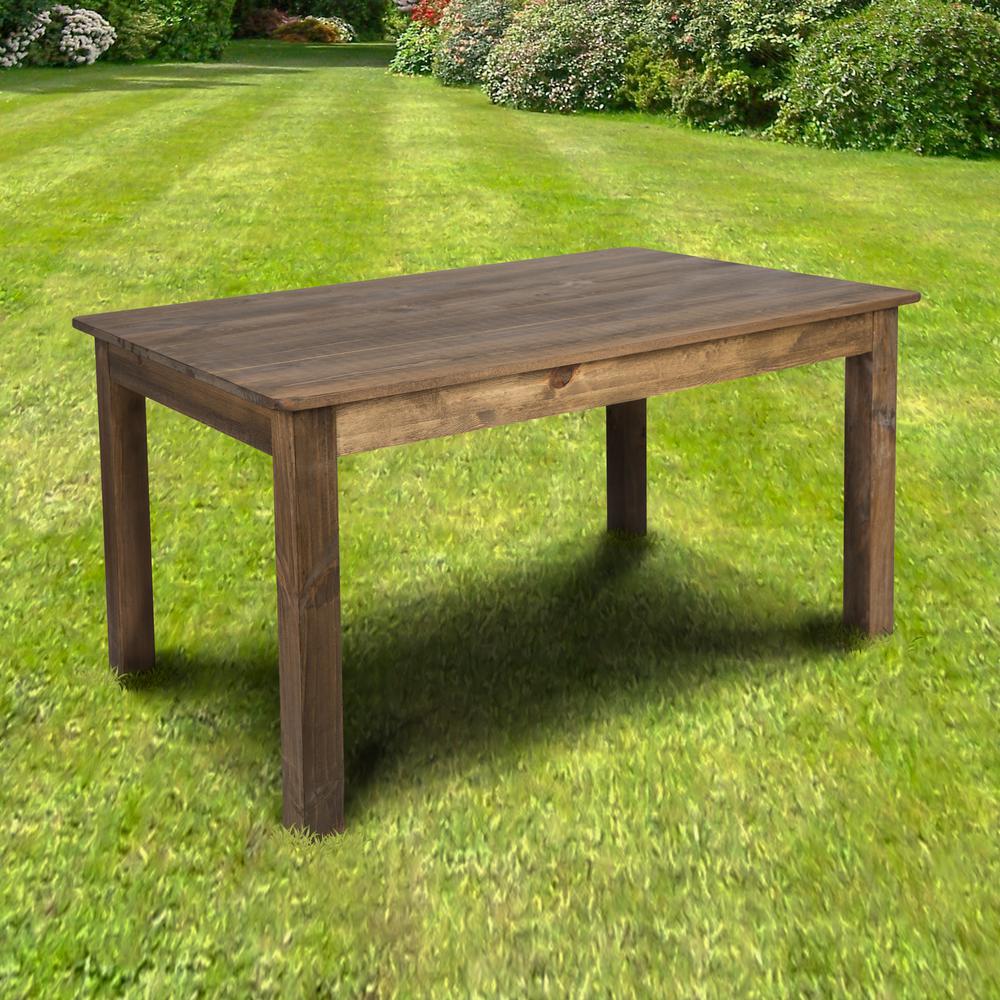 60" x 38" Rectangular Antique Rustic Solid Pine Farm Dining Table. Picture 2