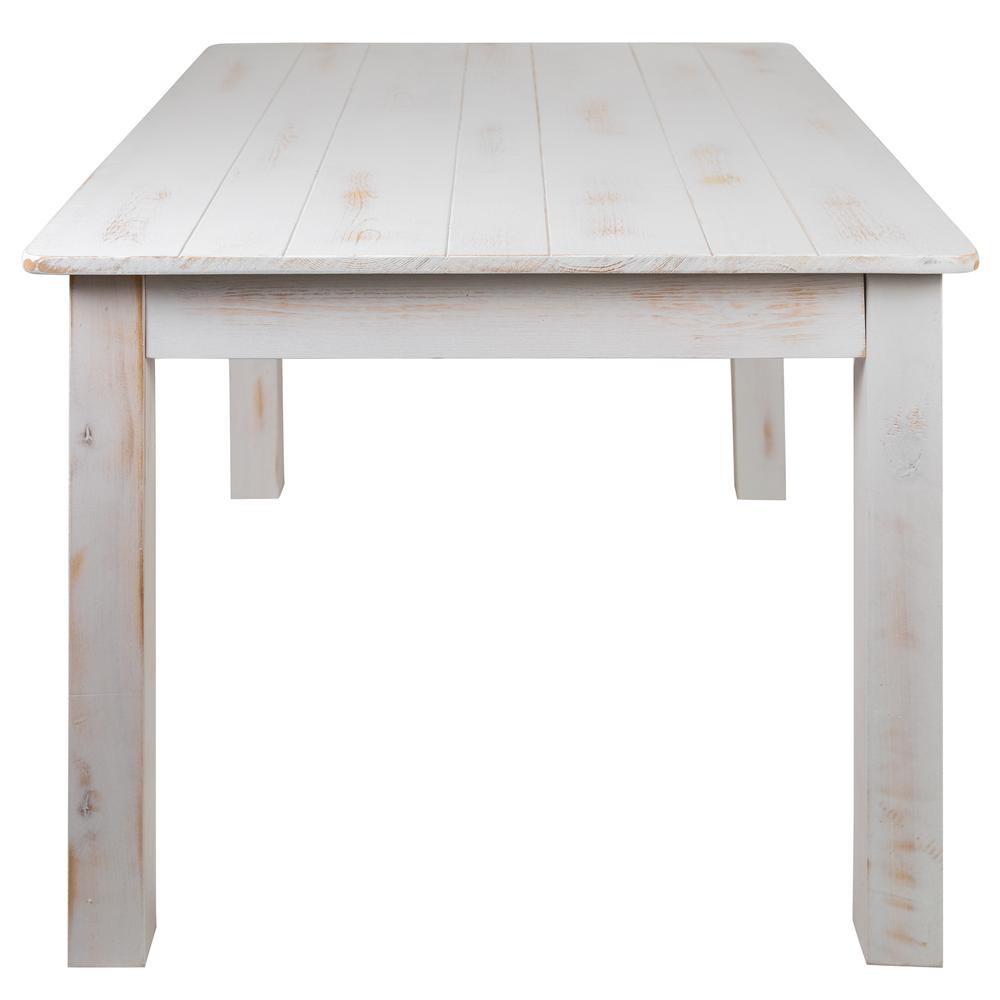 HERCULES Series 60" x 38" Rectangular Antique Rustic White Solid Pine Farm Dining Table. Picture 4