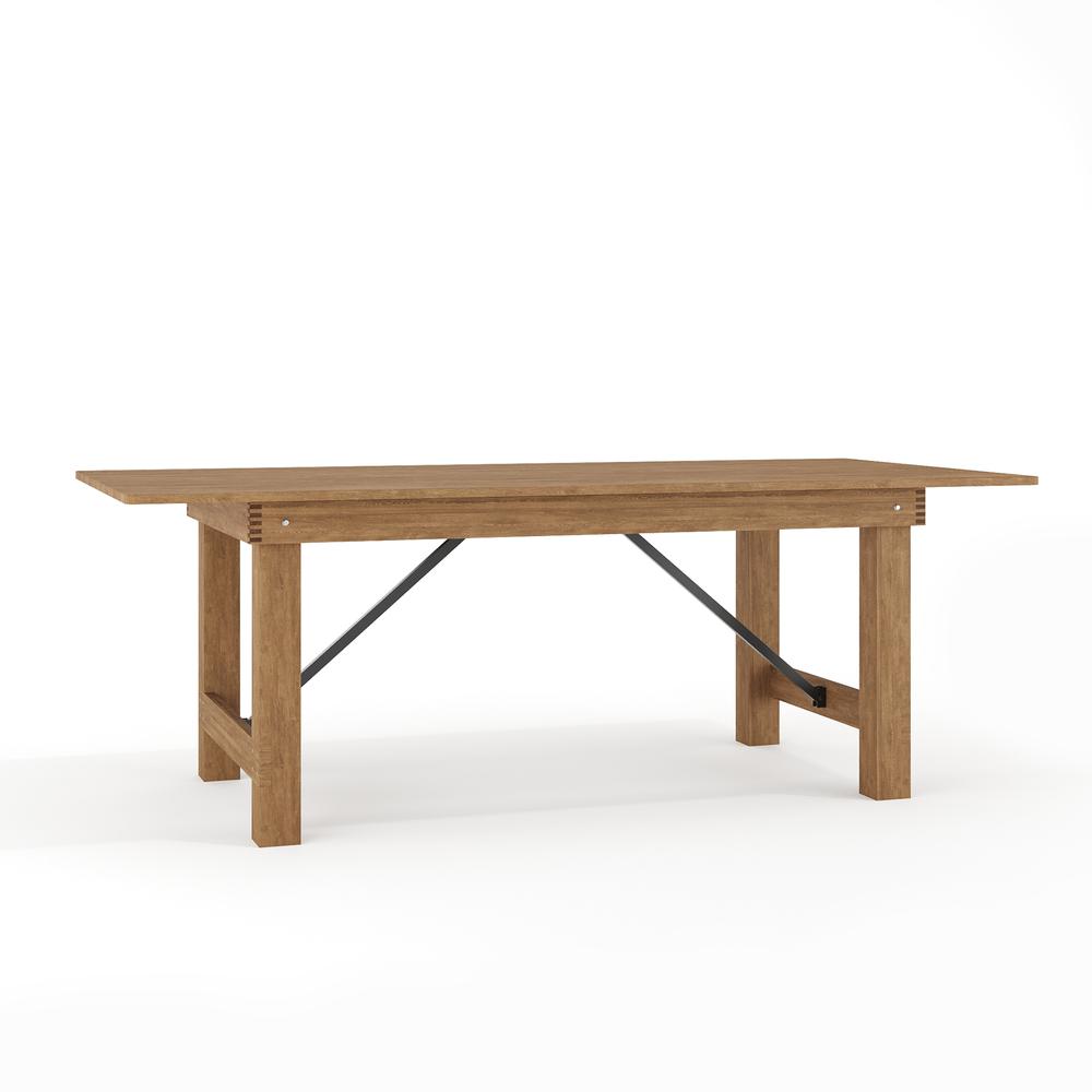 7' x 40" Rectangular Antique Rustic Solid Pine Folding Farm Table. Picture 1