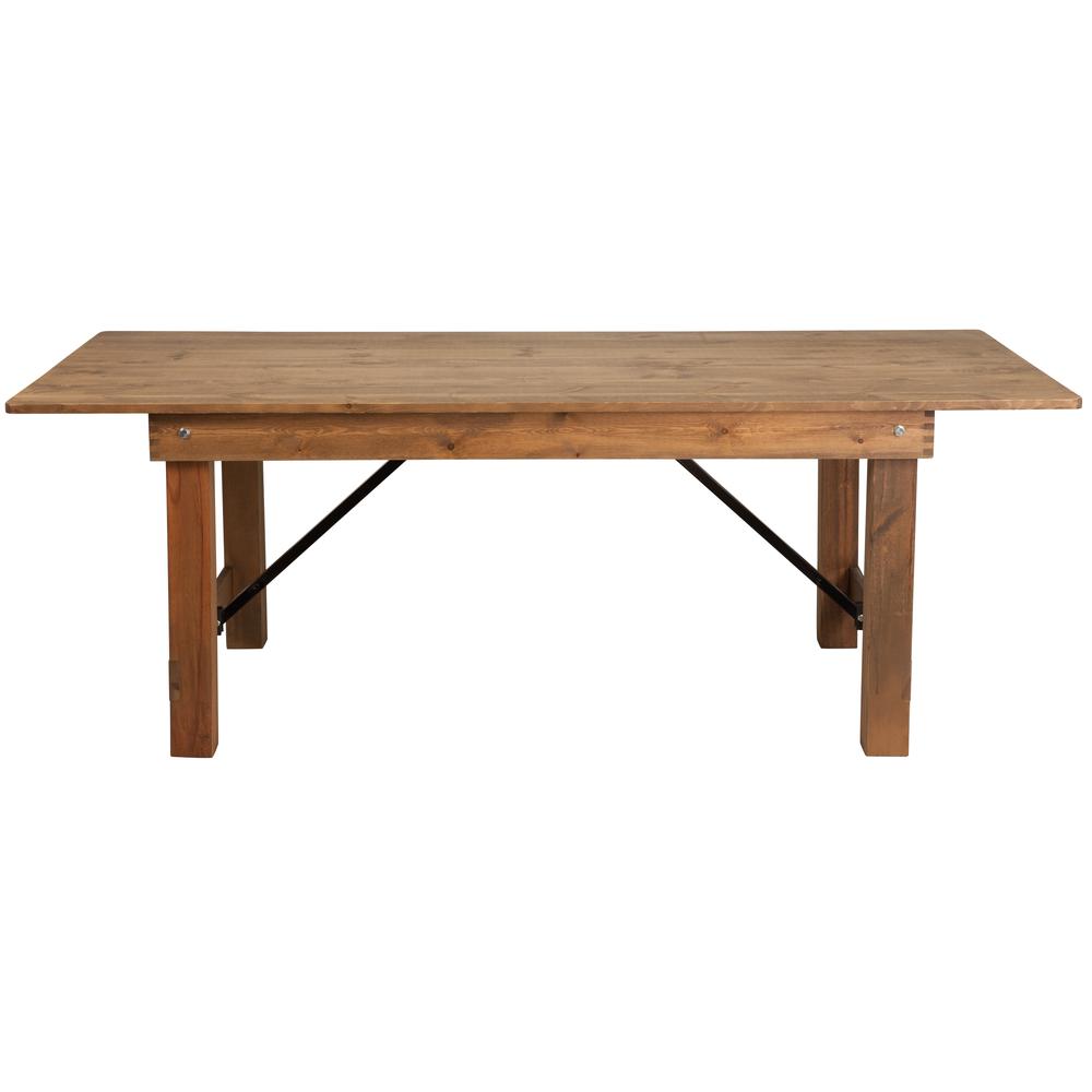 7' x 40" Rectangular Antique Rustic Solid Pine Folding Farm Table. Picture 2