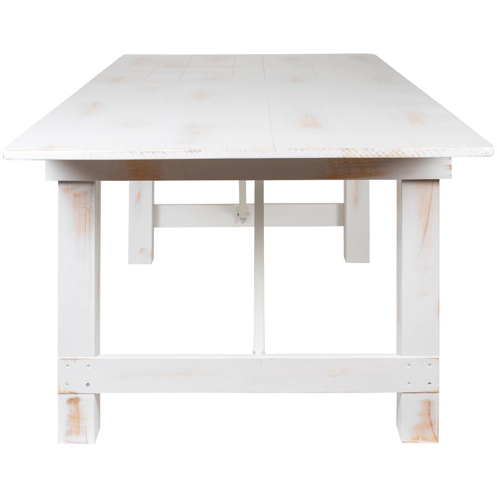 HERCULES Series 7' x 40" Rectangular Antique Rustic White Solid Pine Folding Farm Table. Picture 4