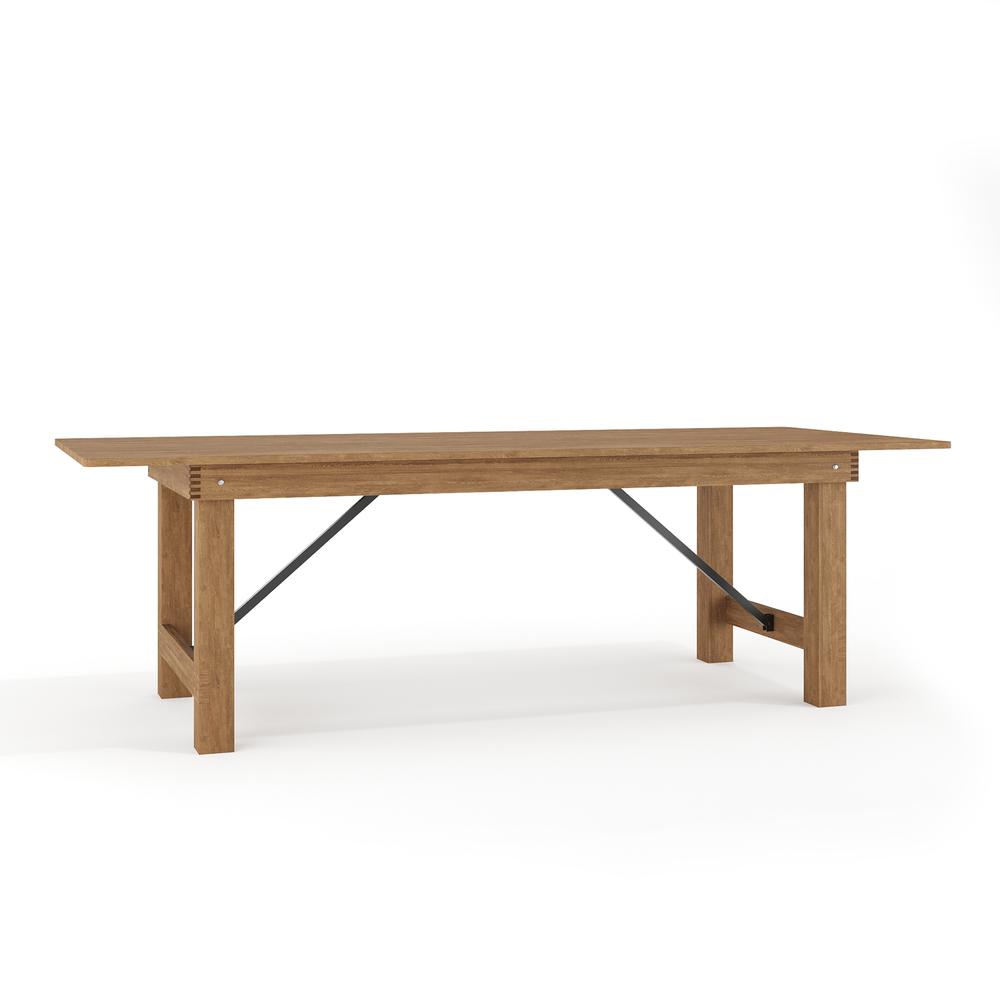 8' x 40" Rectangular Antique Rustic Solid Pine Folding Farm Table. Picture 1