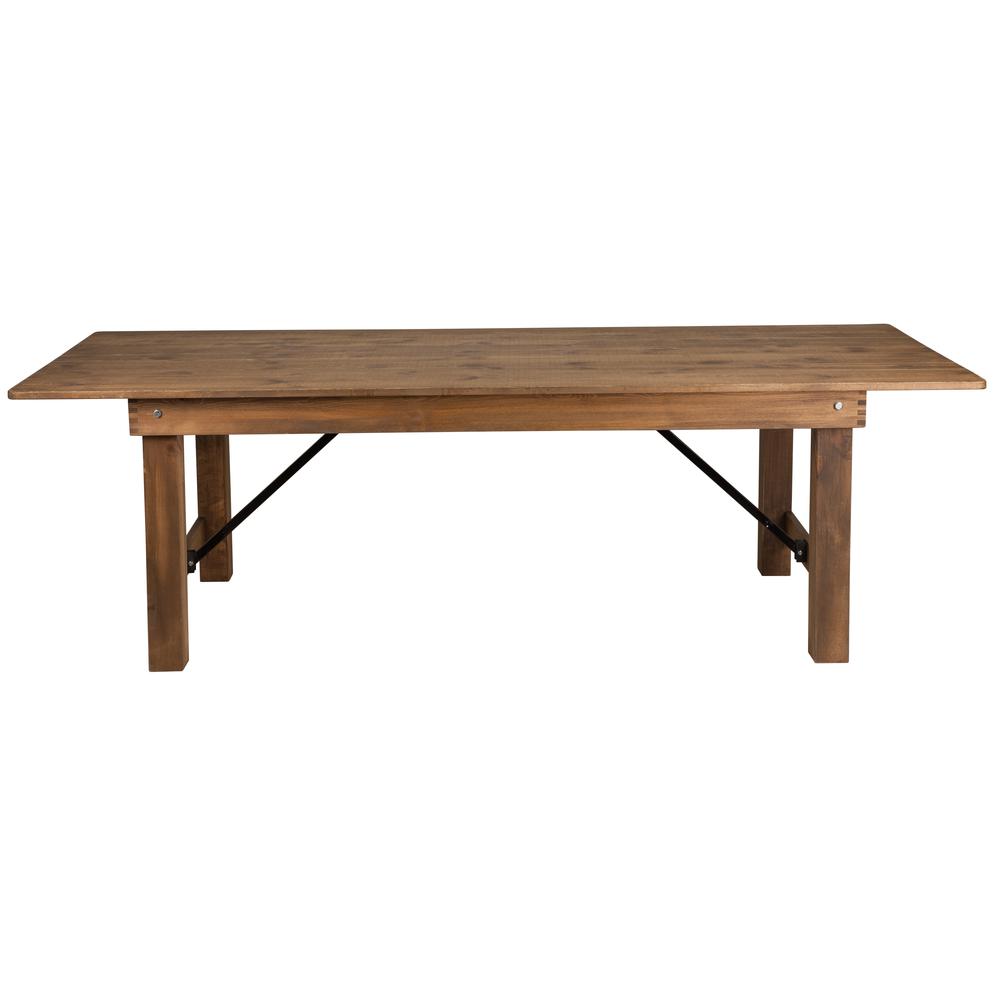8' x 40" Rectangular Antique Rustic Solid Pine Folding Farm Table. Picture 2