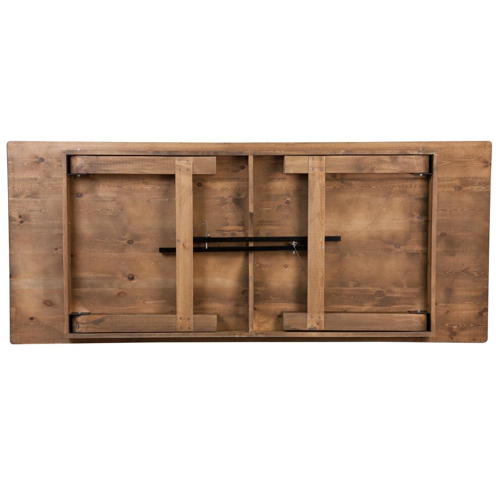 8' x 40" Rectangular Antique Rustic Solid Pine Folding Farm Table. Picture 3