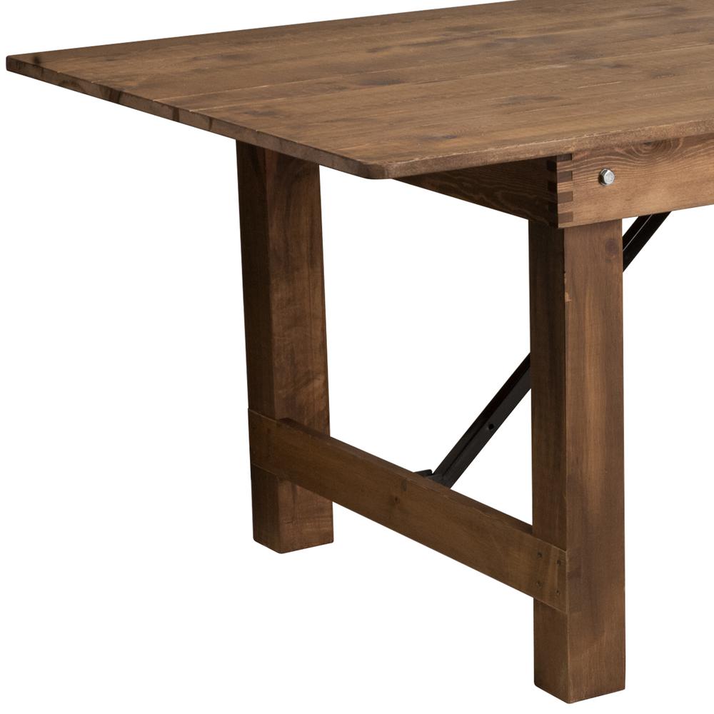 8' x 40" Rectangular Antique Rustic Solid Pine Folding Farm Table. Picture 4