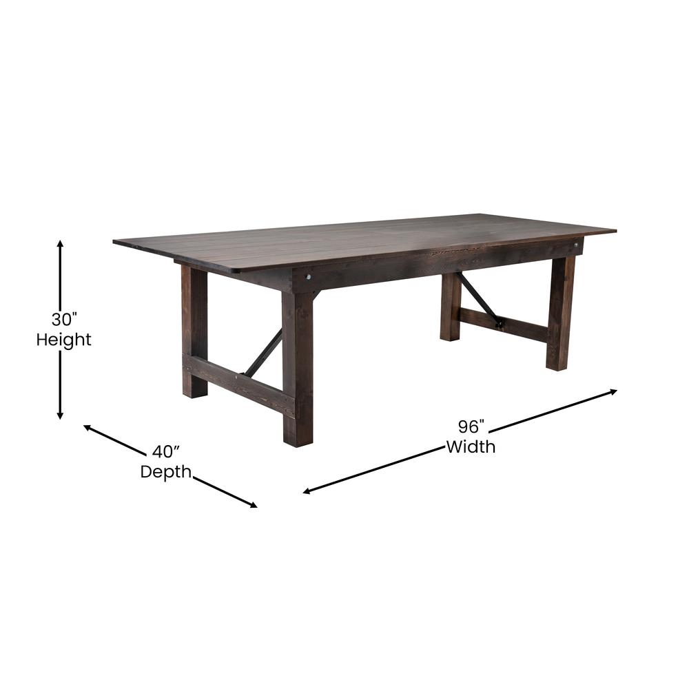 8' x 40" Farm Style Dining Table with X-Legs for Commercial and Residential Use. Picture 9