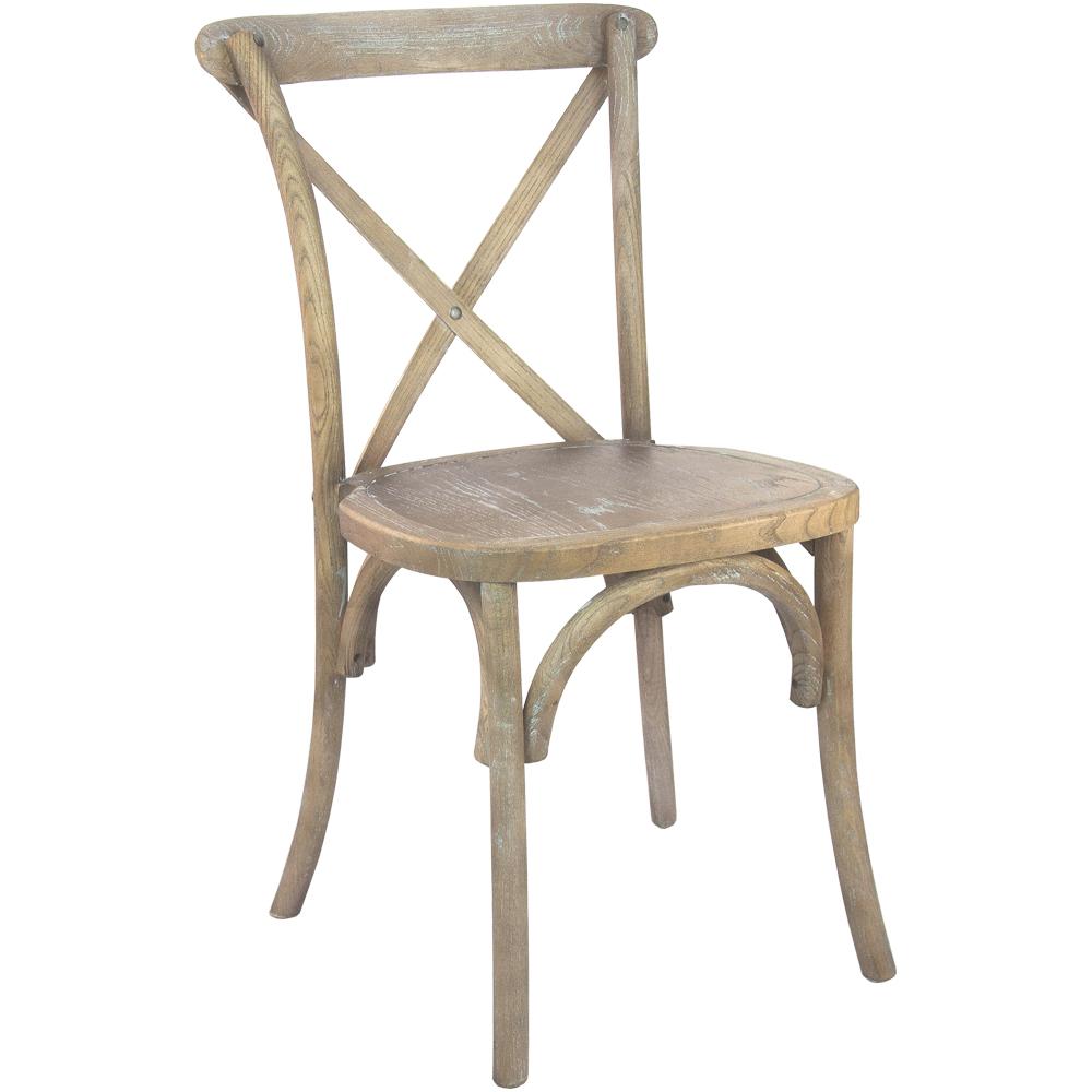 Advantage Medium Natural With White Grain X-Back Chair. Picture 1