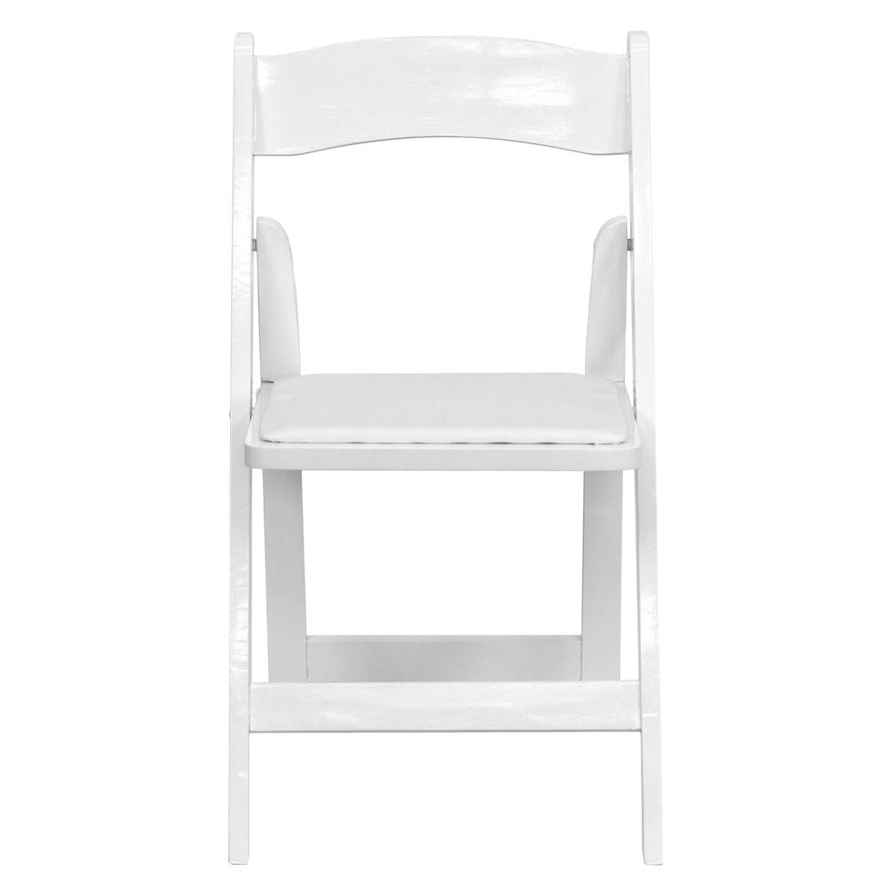 HERCULES Series White Wood Folding Chair with Vinyl Padded Seat. Picture 4