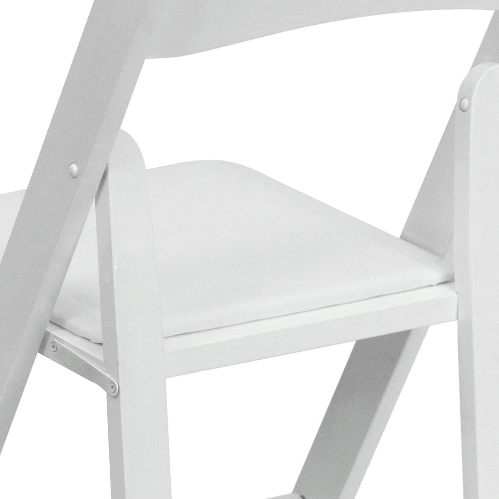 White Wood Folding Chair with Vinyl Padded Seat. Picture 18