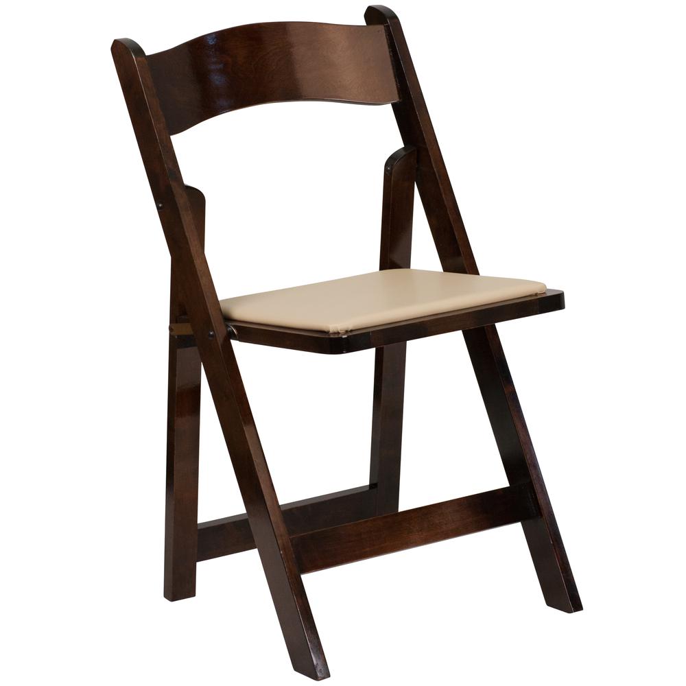 HERCULES Series Fruitwood Wood Folding Chair with Vinyl Padded Seat. The main picture.