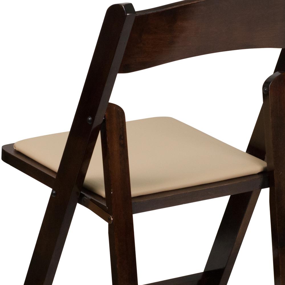 Fruitwood Wood Folding Chair with Vinyl Padded Seat. Picture 18