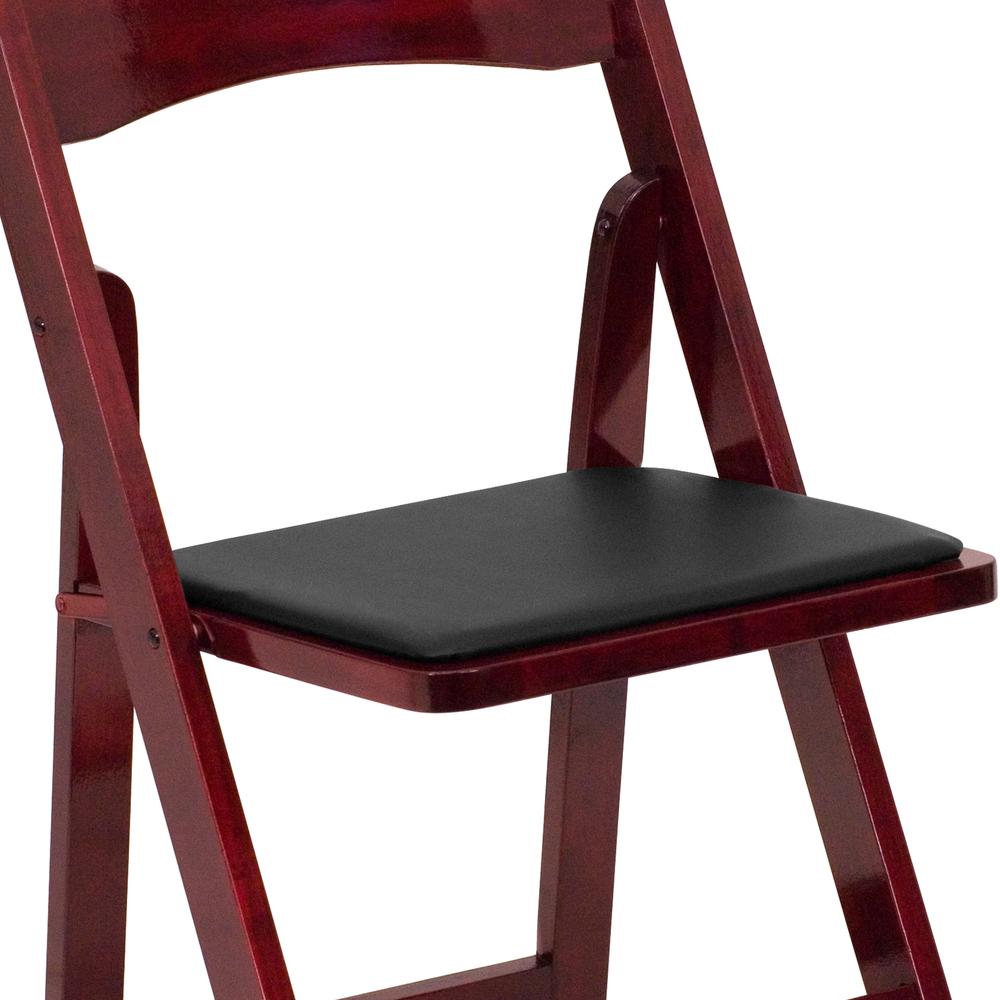 Mahogany Wood Folding Chair with Vinyl Padded Seat. Picture 16