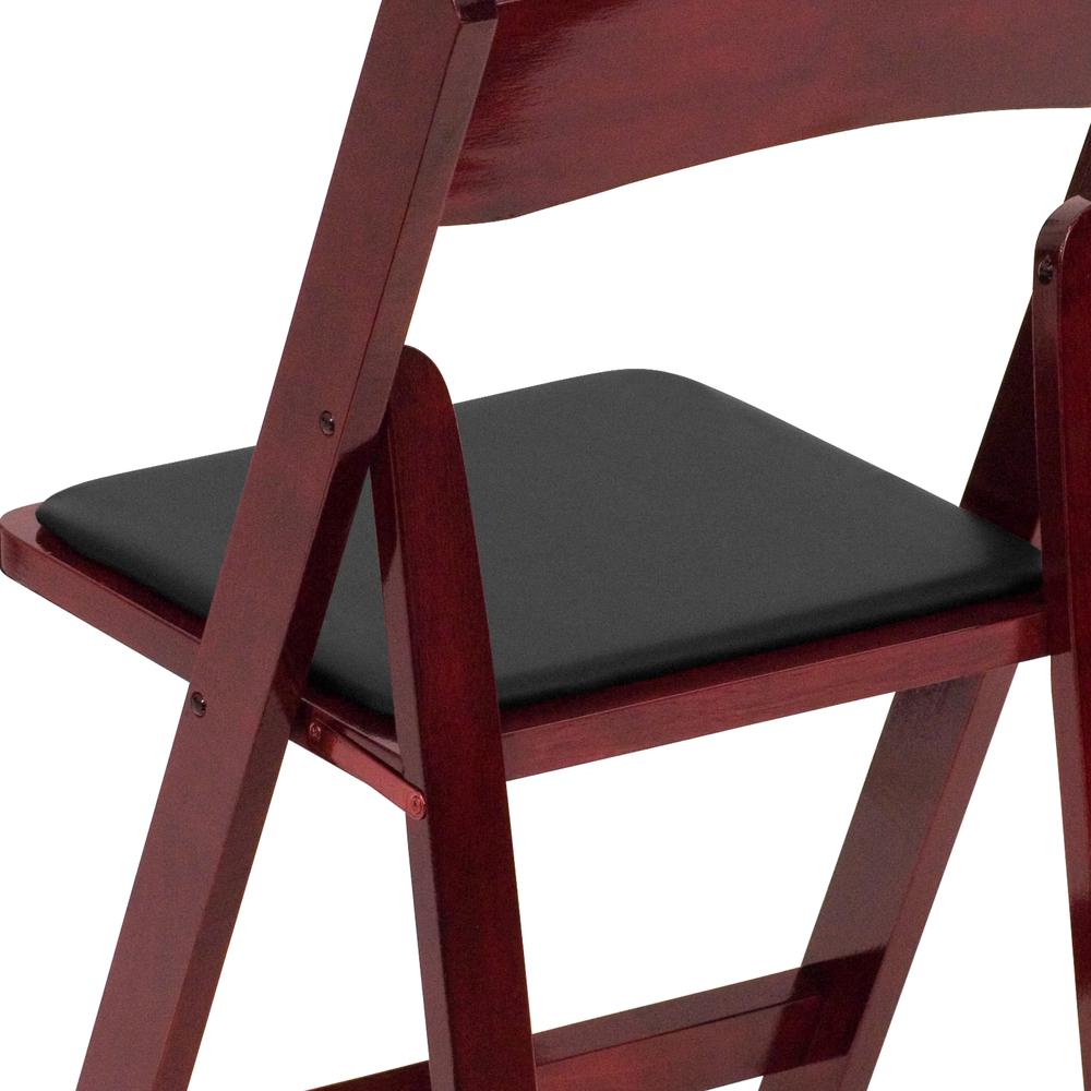 Mahogany Wood Folding Chair with Vinyl Padded Seat. Picture 17