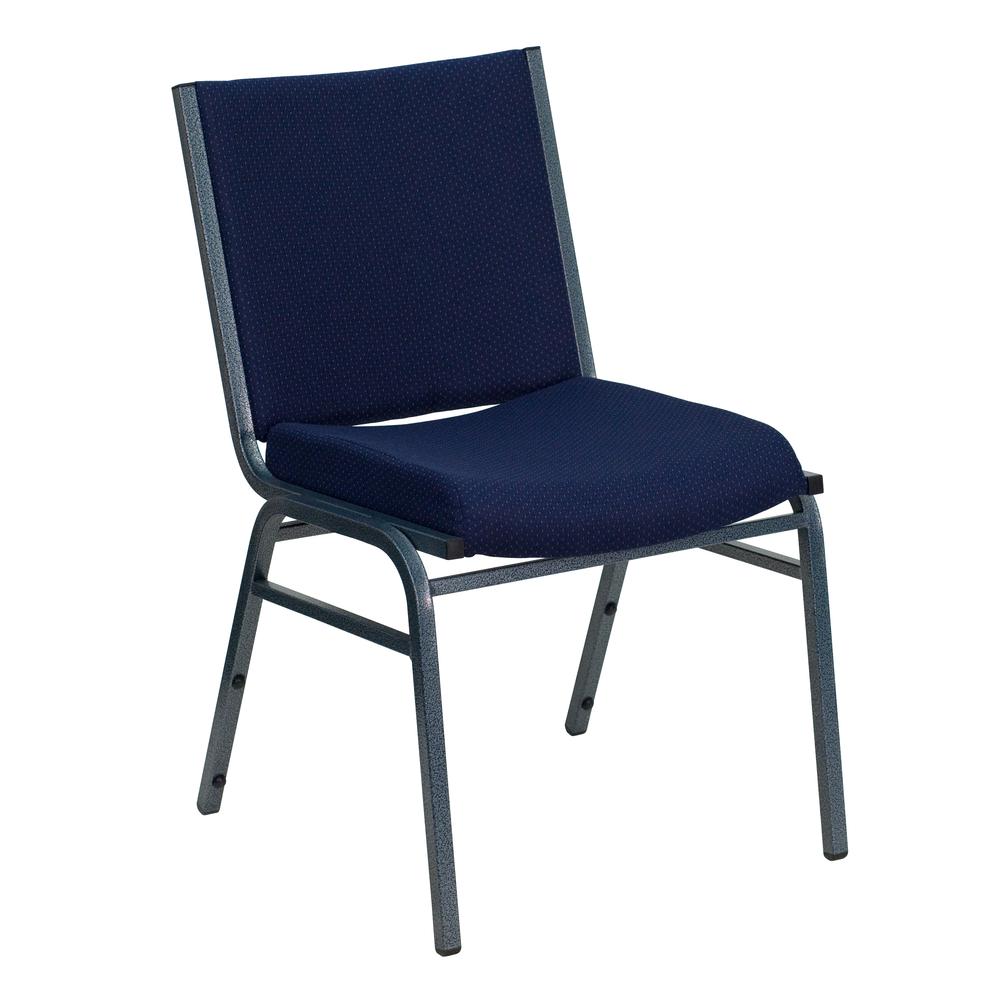 Heavy Duty Navy Blue Dot Fabric Stack Chair. Picture 1