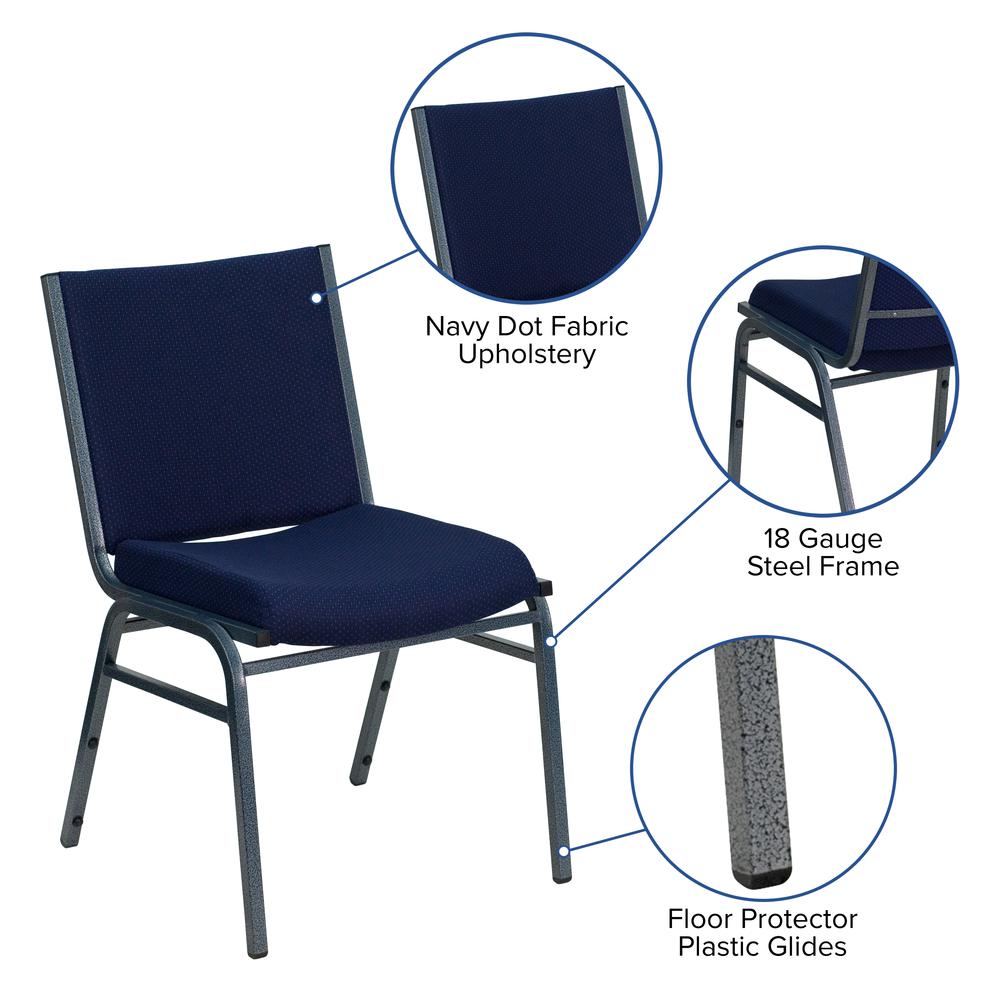 Heavy Duty Navy Blue Dot Fabric Stack Chair. Picture 5