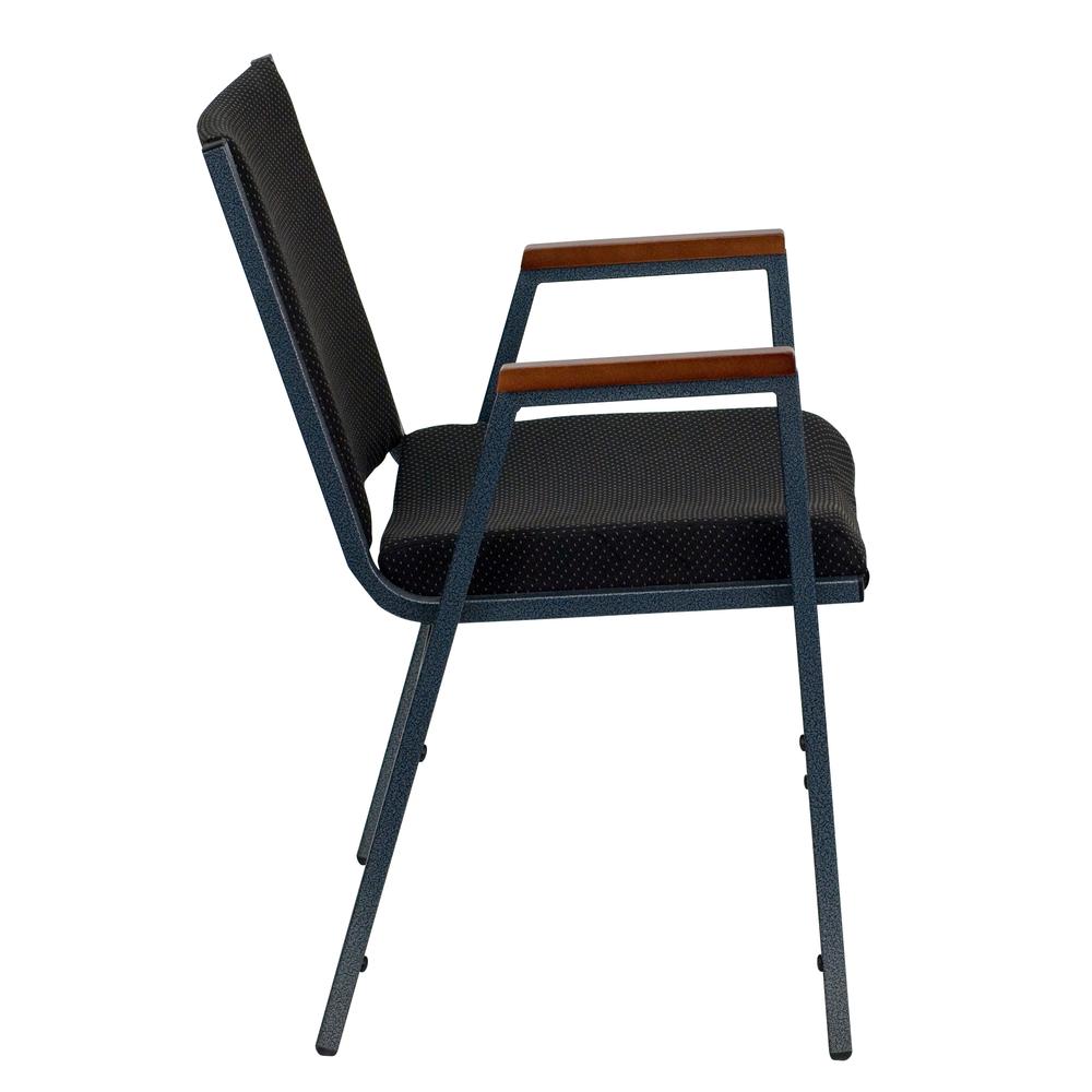 Heavy Duty Black Dot Fabric Stack Chair with Arms. Picture 2
