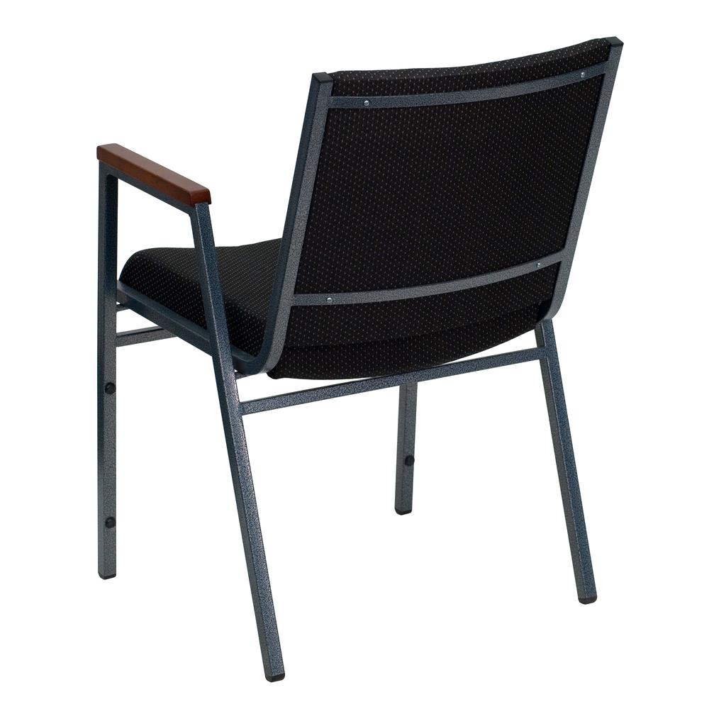 Heavy Duty Black Dot Fabric Stack Chair with Arms. Picture 3